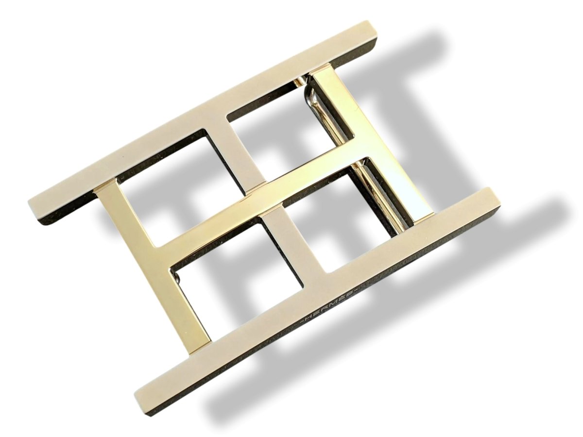 Hermes Permabrass Mat and Brilliant INSIDE H Belt Buckle 32 mm, New in White Box! - poupishop