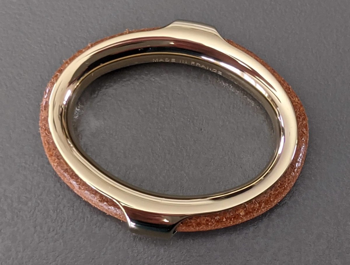 Hermes Permabrass/Leather ANNEAU FOULARD KYOTO GM Scarf Ring, New! - poupishop