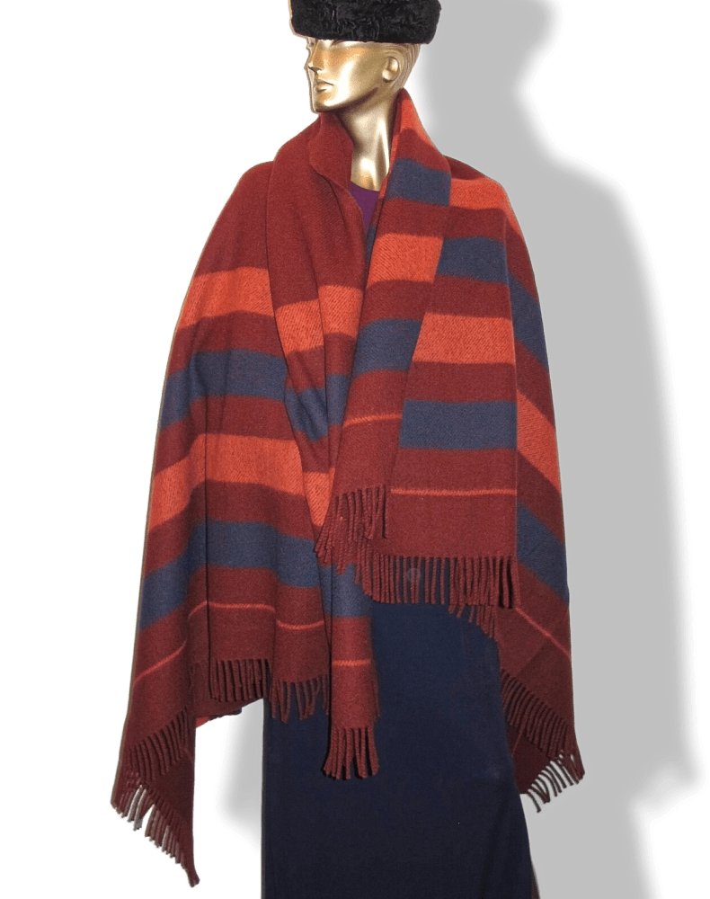Hermes Pets Red H Horse Fringed Wool Saddle Blanket Plaid ROCABAR 150 x 200, BNEW! - poupishop