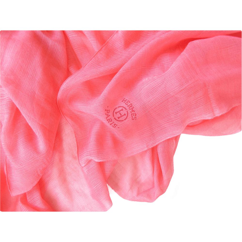 Hermes Pink Plume Allumette Handwoven in Nepal 75% Cashmere Stole GM, NIB! - poupishop