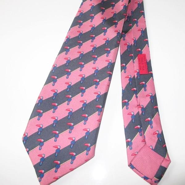Hermes Pink Toucan Twill Silk Tie, Nr 7065 TA - poupishop
