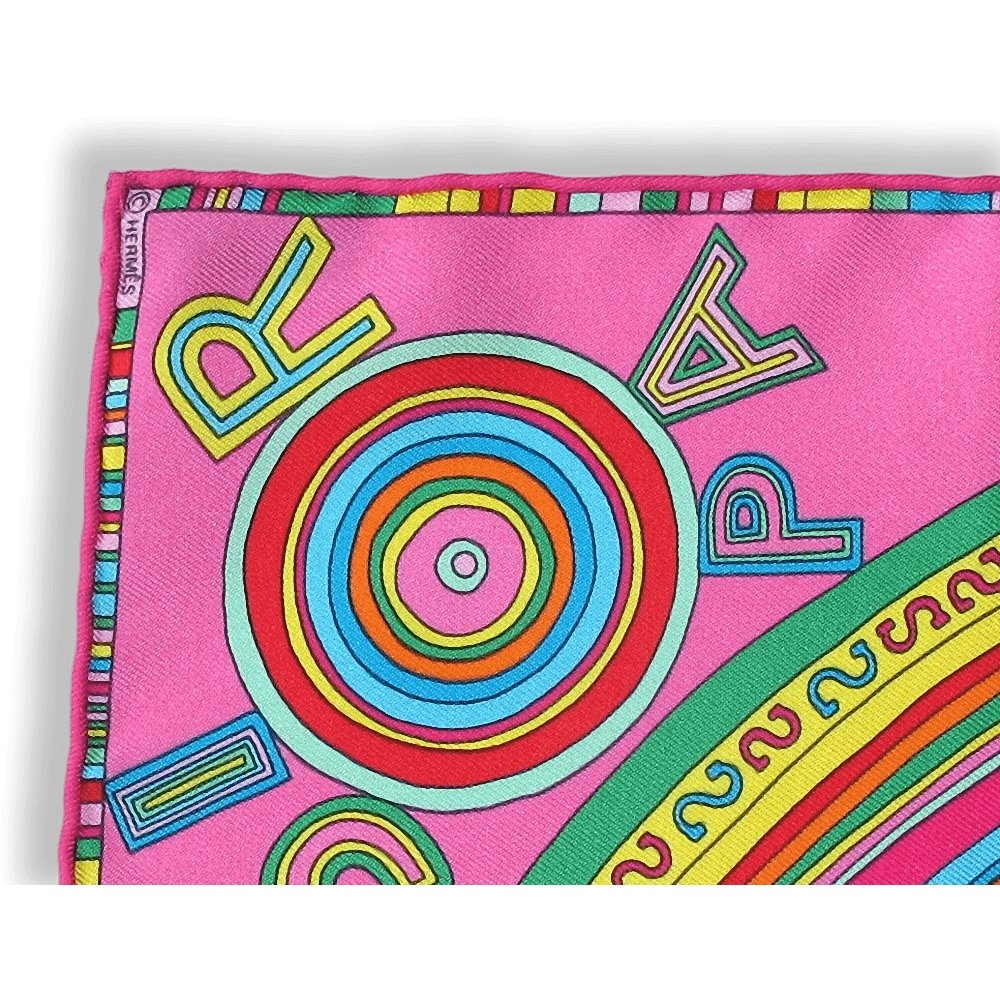 Hermes Pink Turquoise, Orange Red Yellow Tohu Bohu Twill Gavroche 42cm, NIB! - poupishop