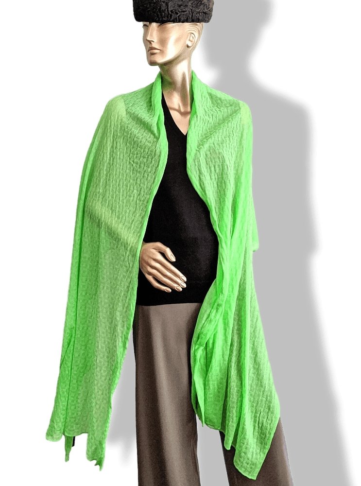 Hermes Pistachio Green Large Long Etole 100% Maille of Cotton 80 x 240cm, BNEW! - poupishop