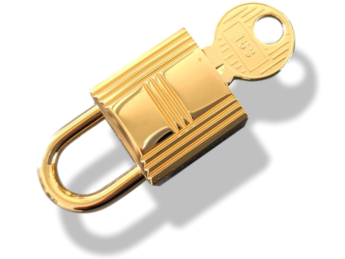 Hermes Plated Gold CADENAS Key Lock 2 KEYS Nr 163 for Birkin Kelly, New and Perfect in Pochette! - poupishop