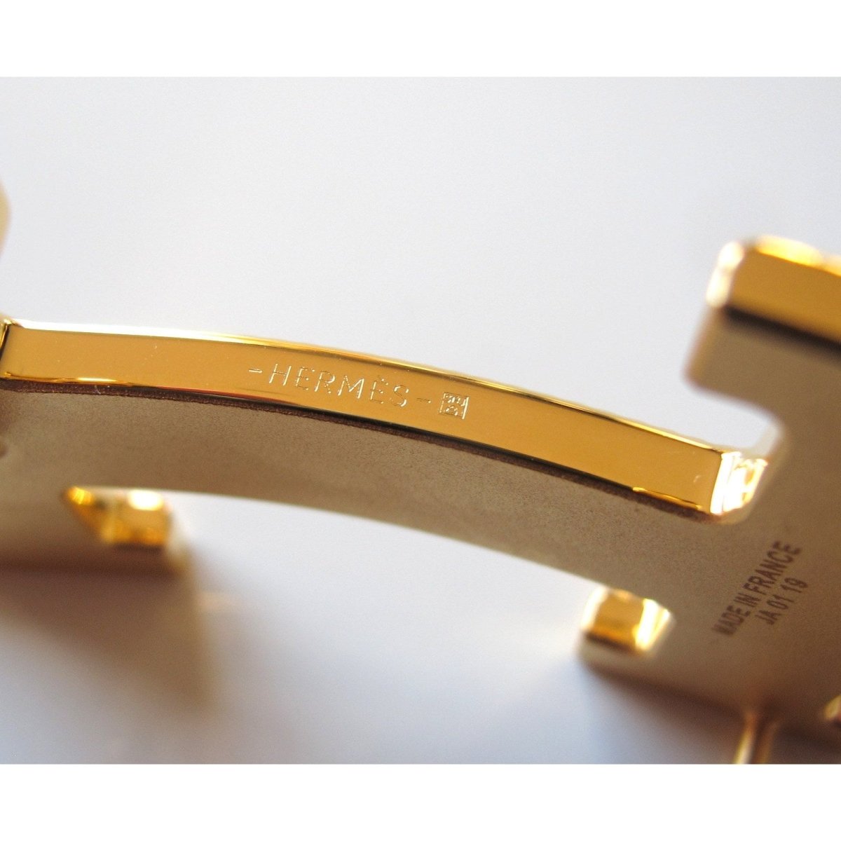 Hermes Plated Gold Calandre STRIEE Buckle H 32 mm, New! - poupishop