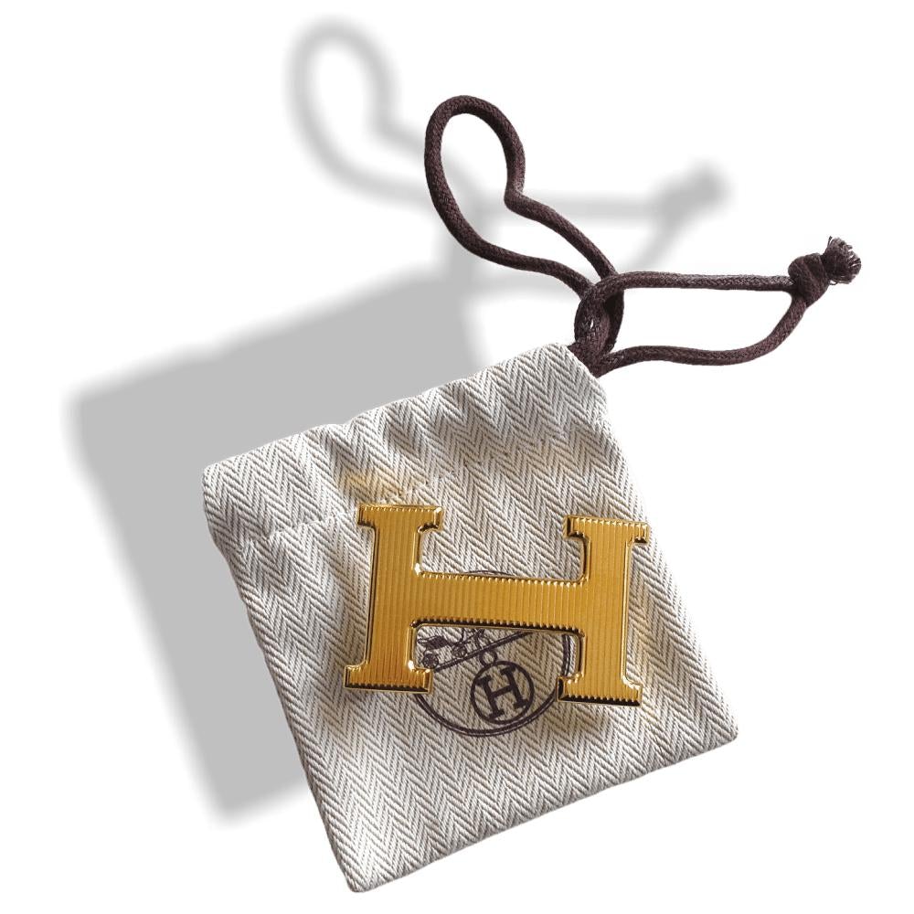 Hermes Plated Gold Calandre STRIEE Buckle H 32 mm, New! - poupishop