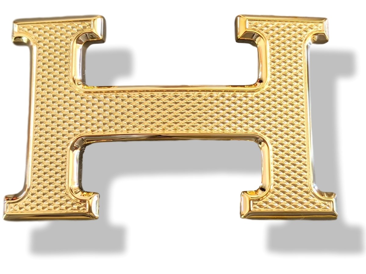Hermes Plated Gold Guillochee Buckle H 32mm, New in Pochette and White Box! - poupishop