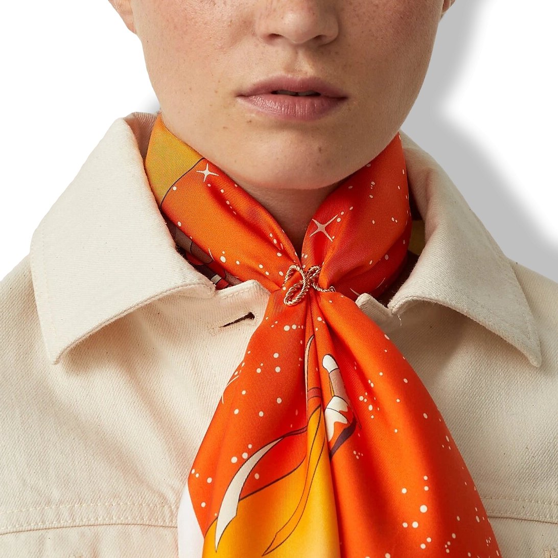 Hermes Plated Pink Gold Brass CORD'H Anneau de Foulard Scarf Ring, New! - poupishop