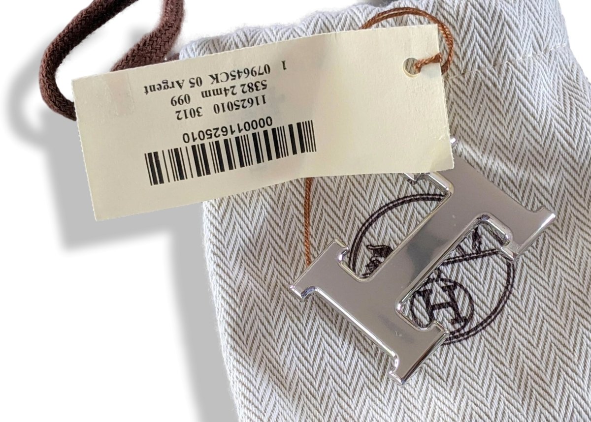Hermes Plated Silver and Palladium BOUCLE H 24 mm Buckle, New with Tag in Pochette! - poupishop