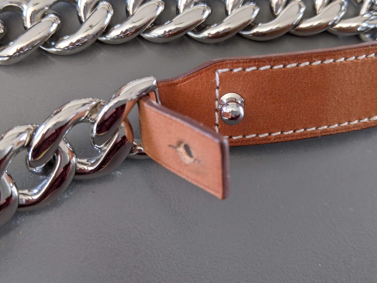 Hermes Plated Silver and Palladium/Fauve Barenia FRENCHY S Double Tour Bracelet, New! - poupishop