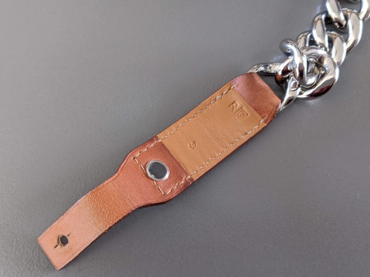 Hermes Plated Silver and Palladium/Fauve Barenia FRENCHY S Double Tour Bracelet, New! - poupishop