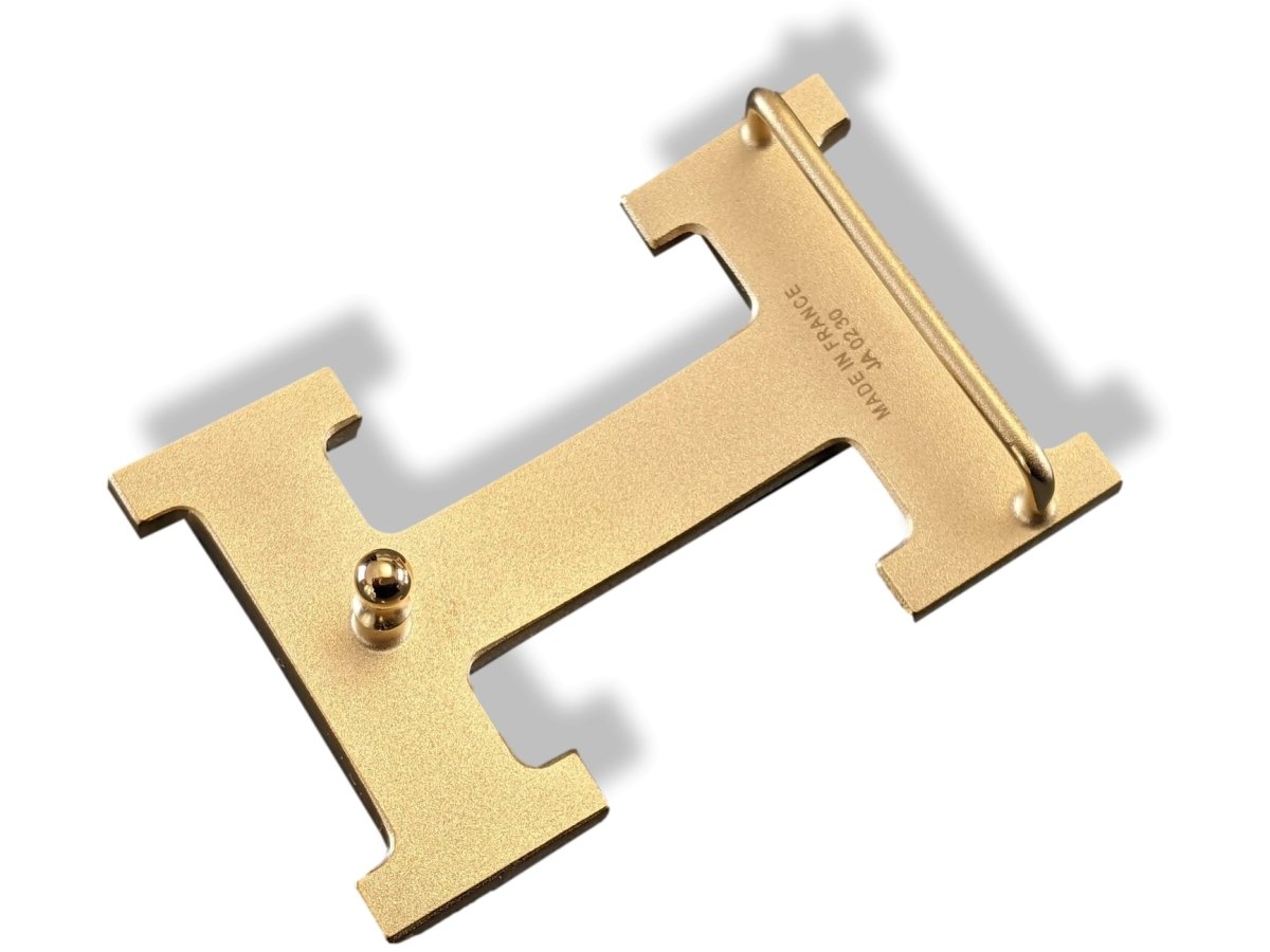 Hermes Plated Yellow Gold Shiny Buckle H 32mm, New in Pochette! - poupishop