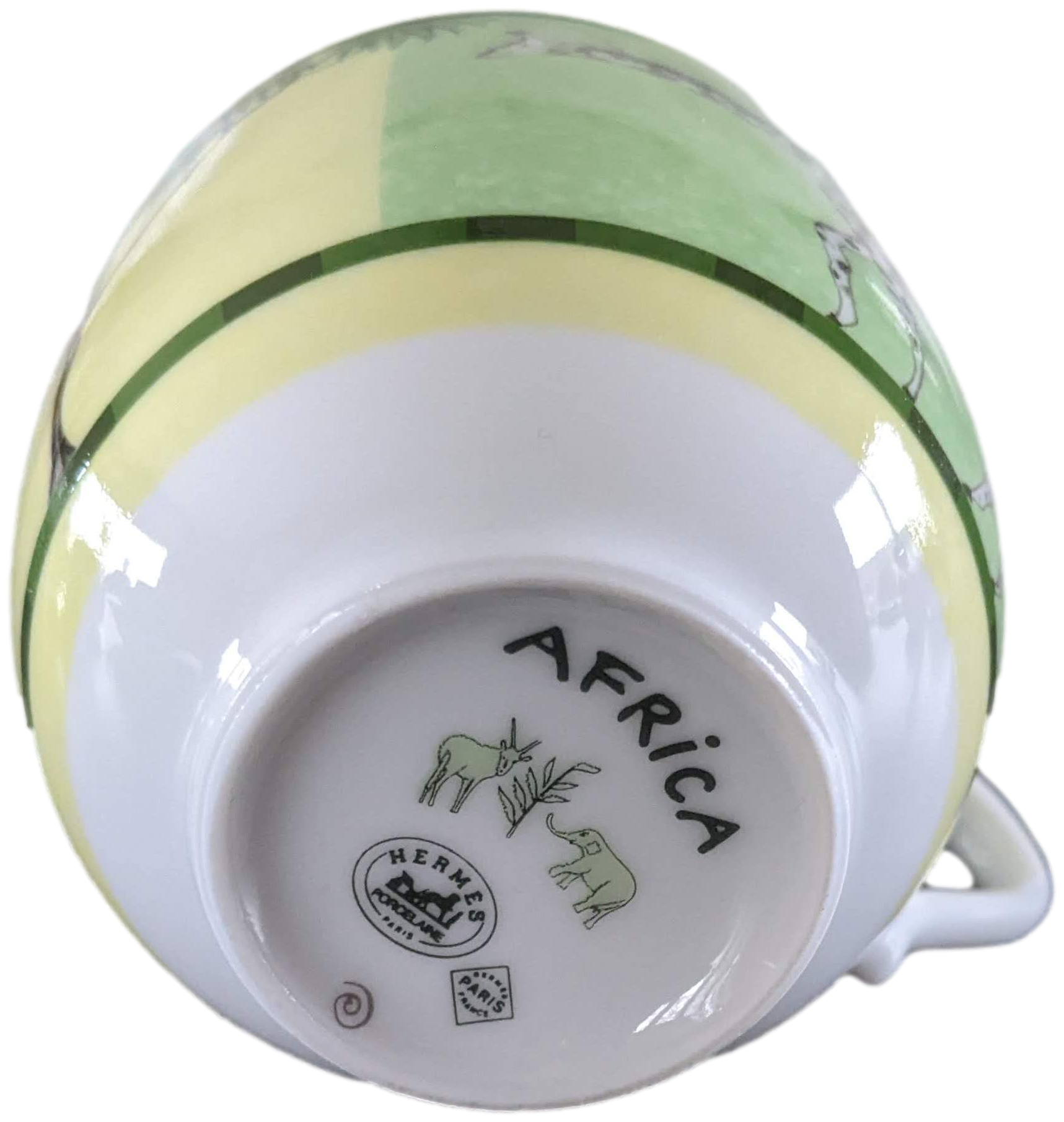 Produits Hermes Green Porcelain of Limoges "Africa" Coffee Cup 10 cl / 3.5 fl. oz
