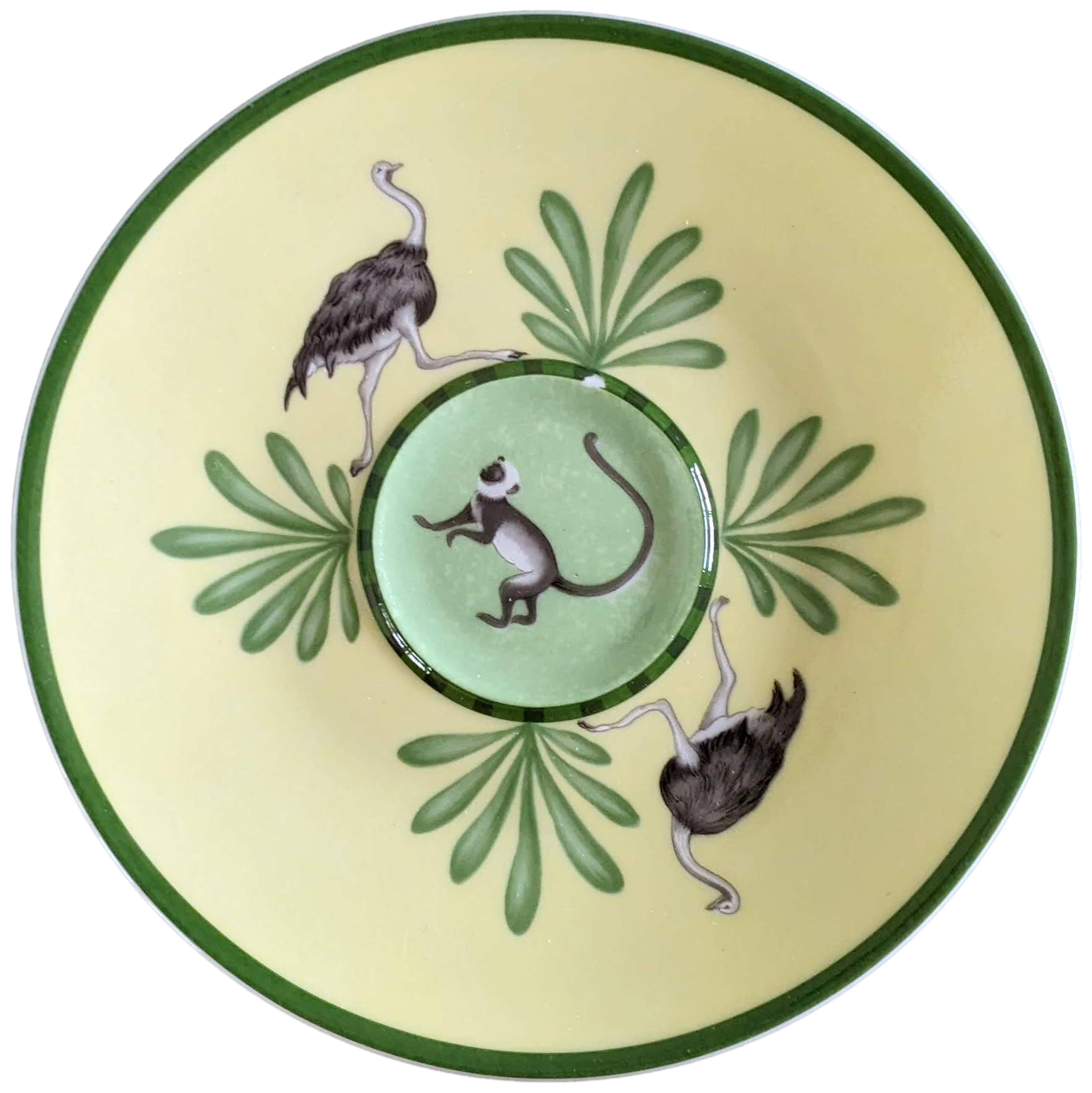 Hermes Green Porcelain of Limoges "Africa" Coffee Saucer 10 cl / 3.5 fl. oz