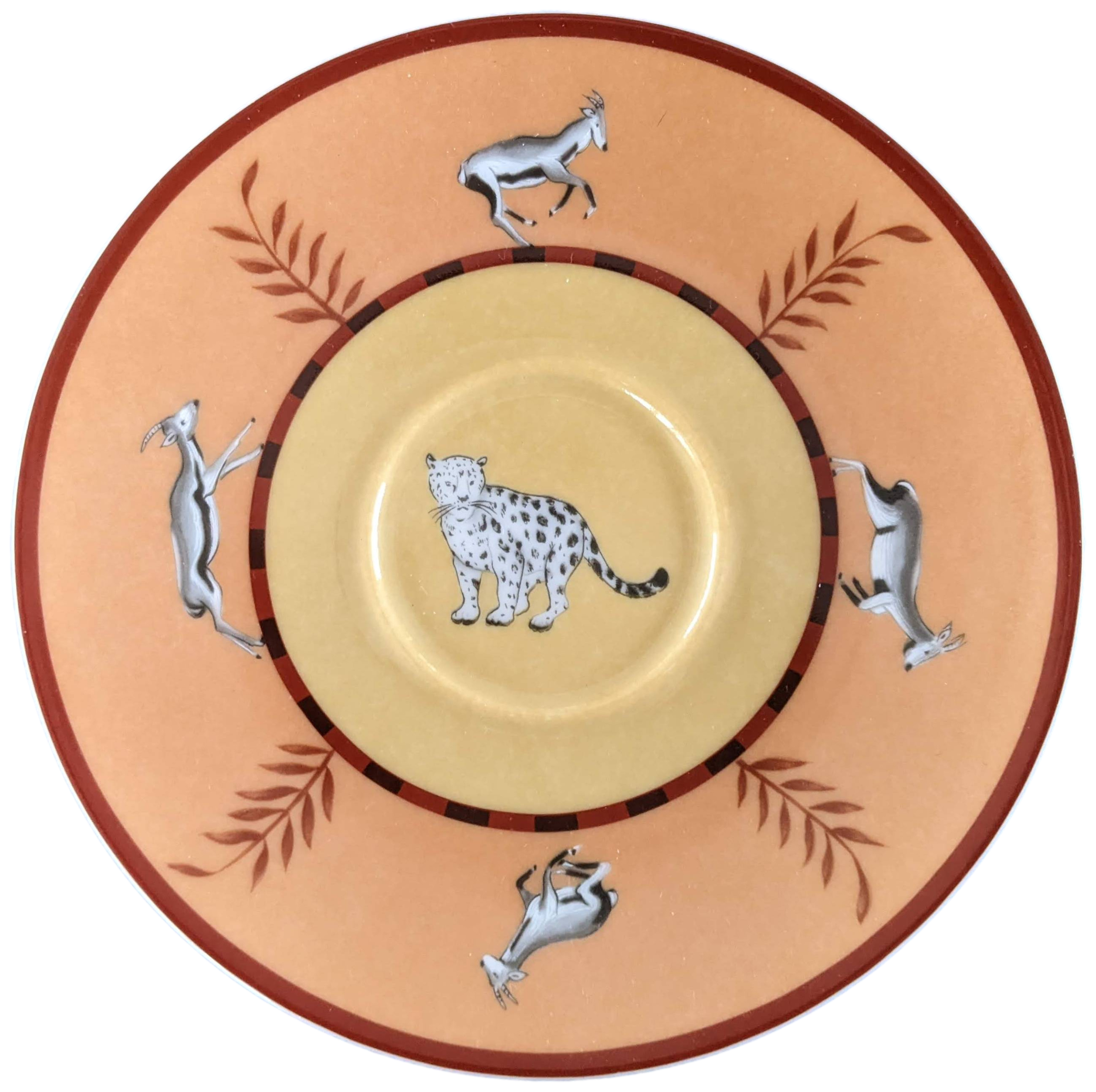 Hermes Orange Porcelain of Limoges "Africa" Coffee Saucer 10 cl / 3.5 fl. oz