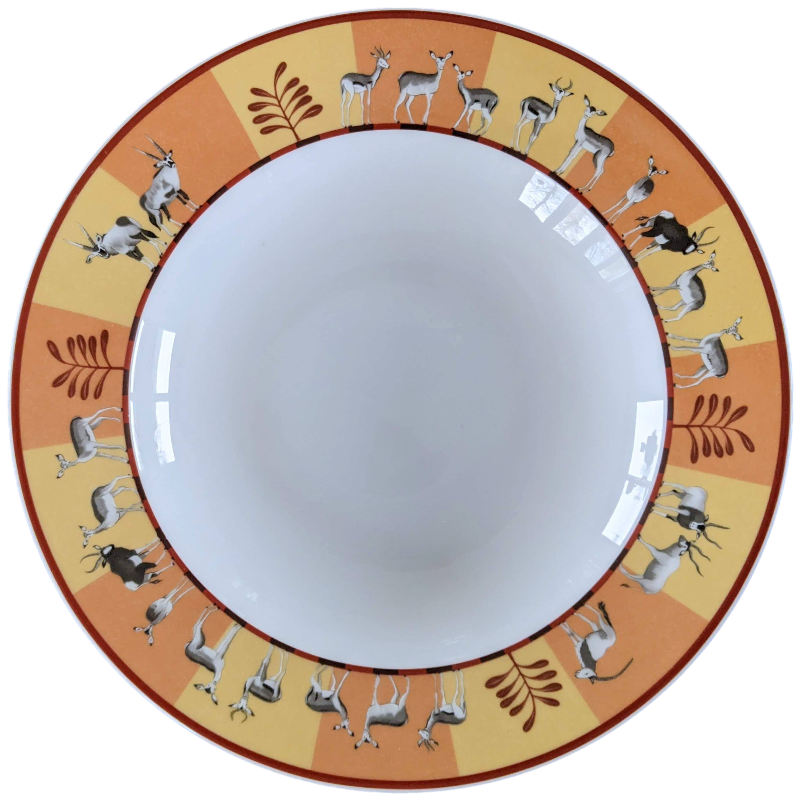 Hermes Orange Porcelain of Limoges "Africa" Deep Dish Ø 29,5 cm
