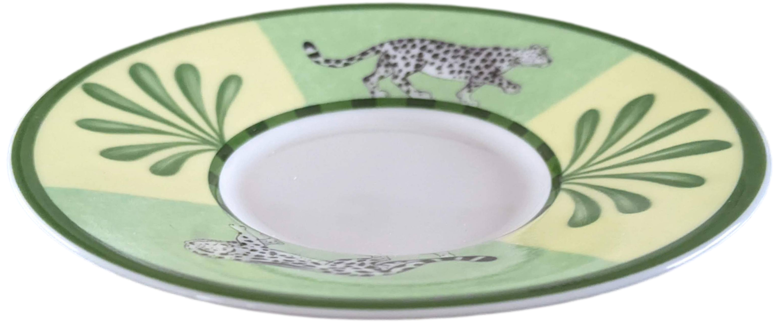 Hermes Green Porcelain of Limoges "Africa" Small Moka Saucer 6 cl / 2.1 fl. oz