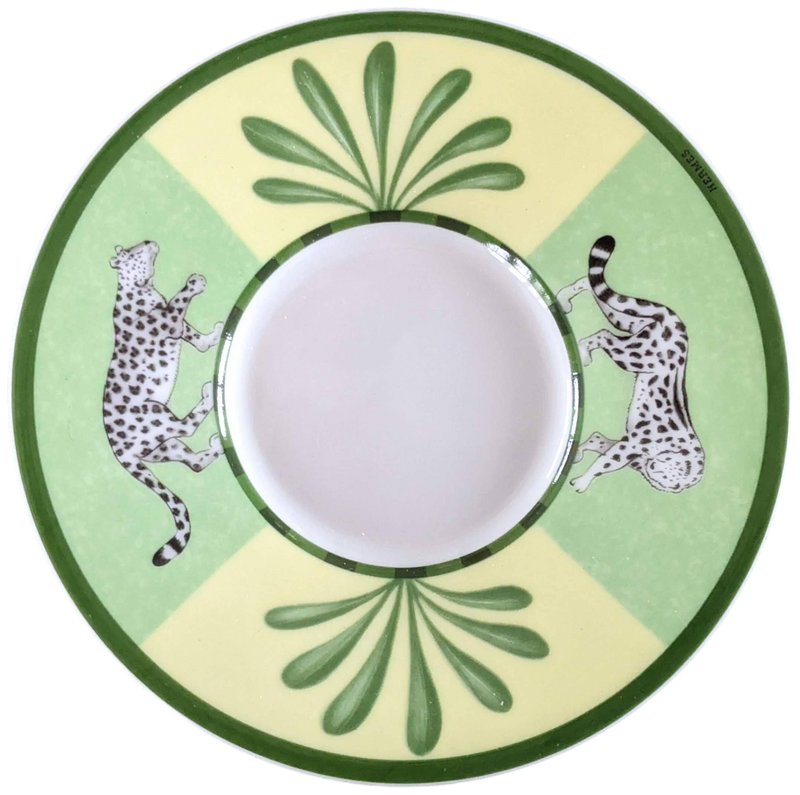 Hermes Green Porcelain of Limoges "Africa" Small Moka Saucer 6 cl / 2.1 fl. oz