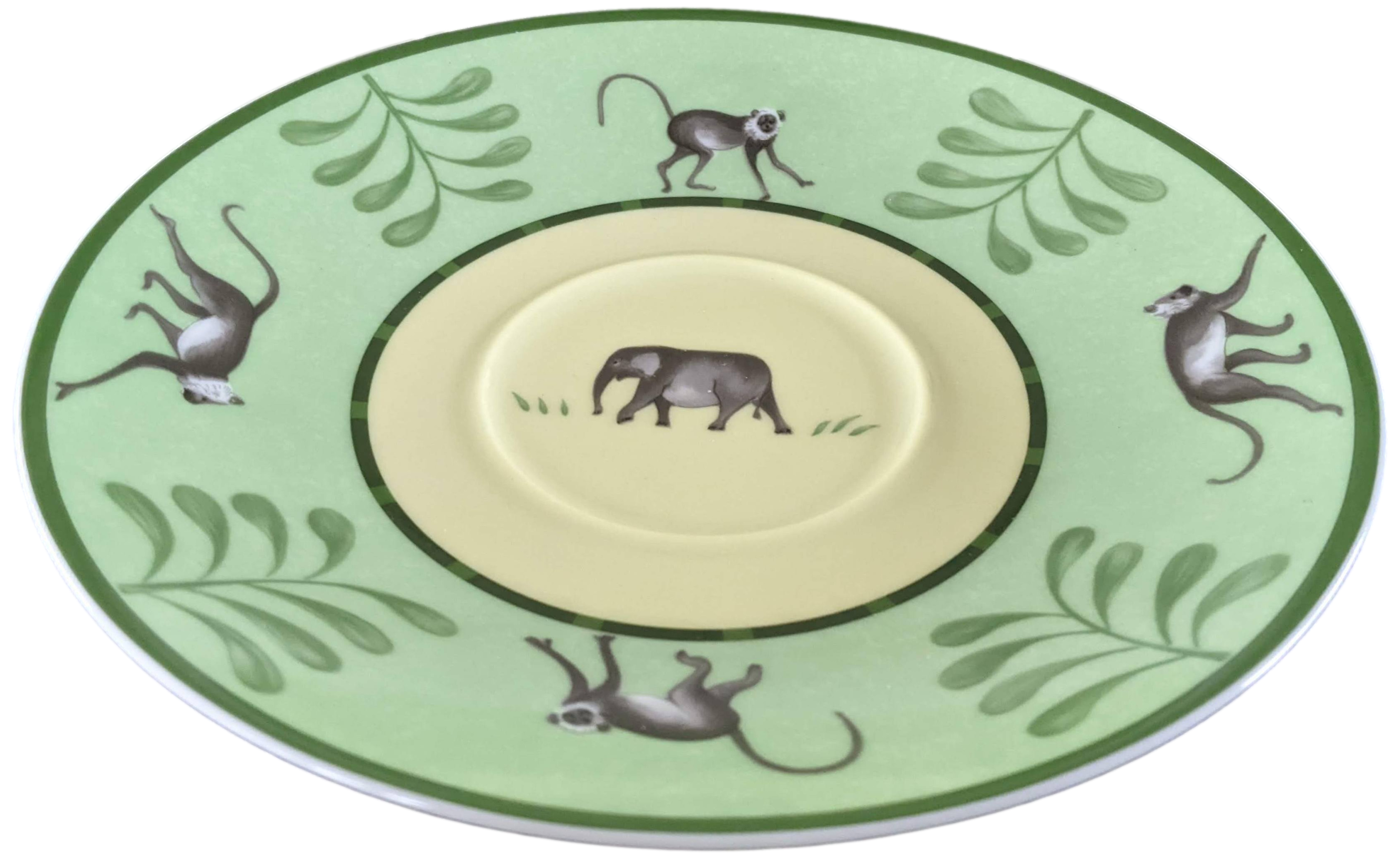 Hermes Green Porcelain of Limoges "Africa" Small Deep Dish Ø 18,5 cm