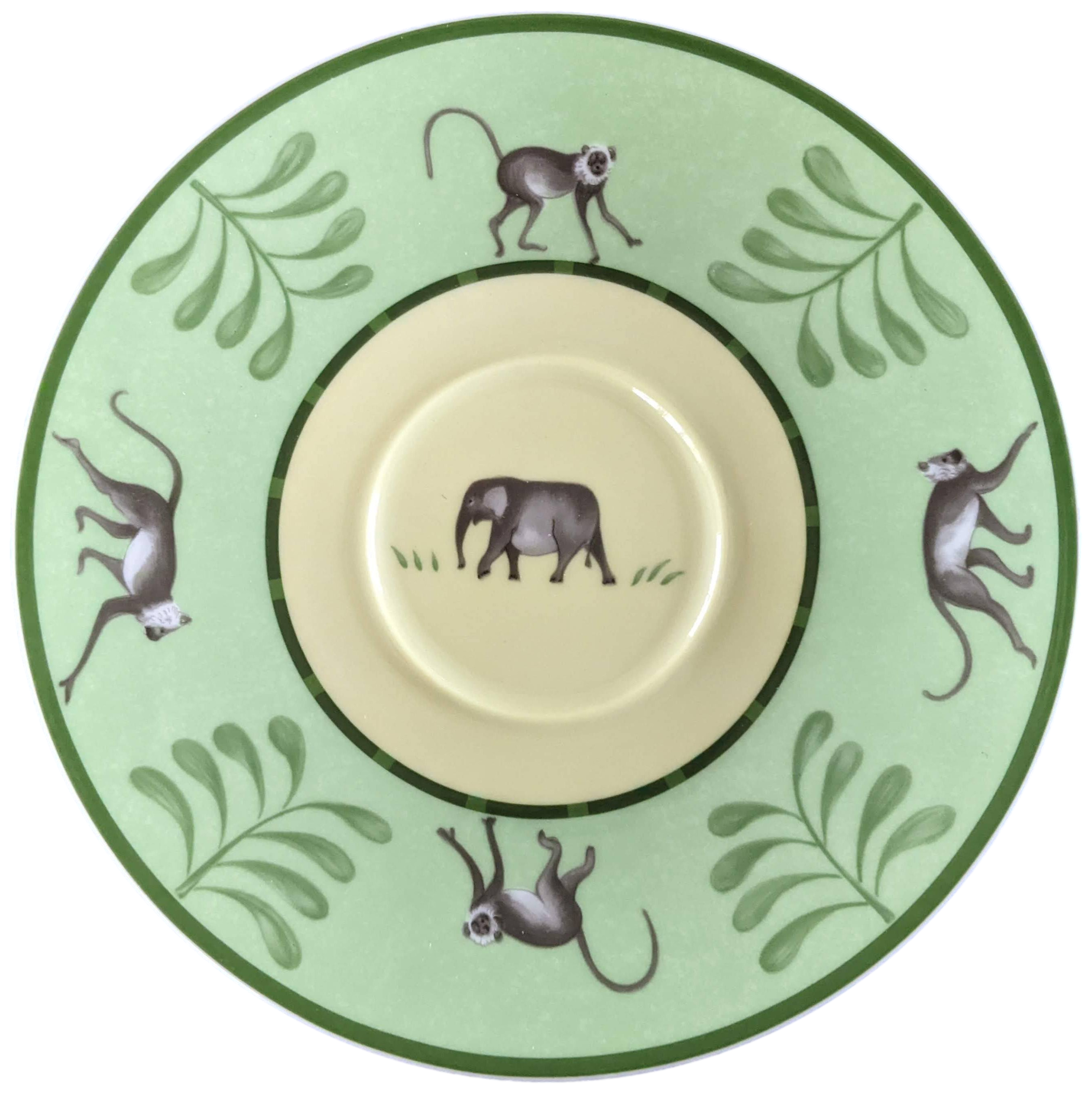 Hermes Green Porcelain of Limoges "Africa" Small Deep Dish Ø 18,5 cm