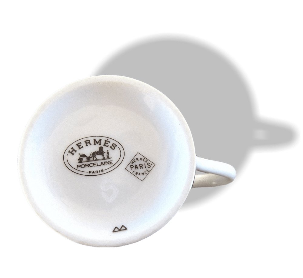 Hermes Porcelain of Limoges Black Les Pivoines Moka Cup & Saucer with Sugar bowl - poupishop