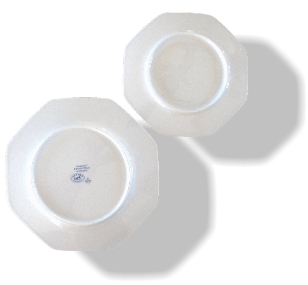 Hermes Porcelain of Limoges Blue Marqueterie de Pierres d'Orient et d'Occident Set of 2 Plates - poupishop