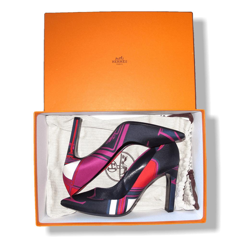 Hermes Print Silk Laura Faubourg Pump Shoes Sz38, NIB! - poupishop