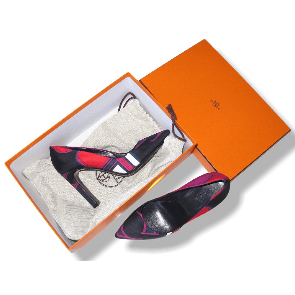 Hermes Print Silk Laura Faubourg Pump Shoes Sz38, NIB! - poupishop
