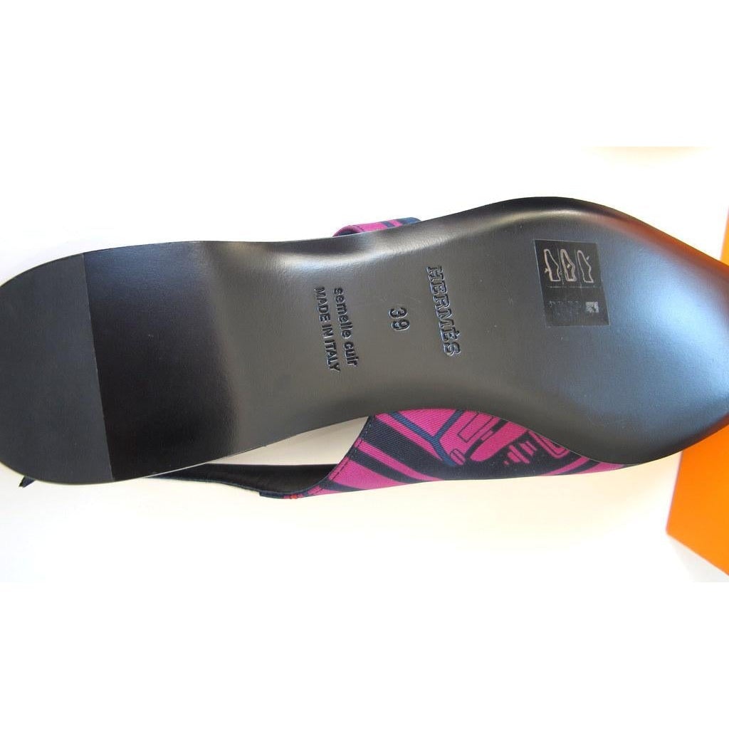 Hermes Print Silk Laura Hermes Flat Slingbacks, NIB! - poupishop