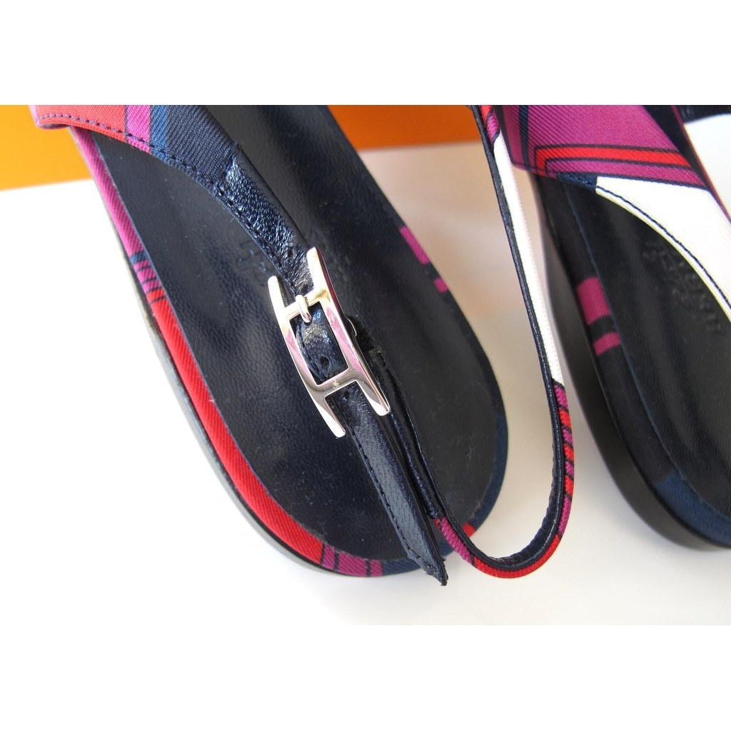 Hermes Print Silk Laura Hermes Flat Slingbacks, NIB! - poupishop