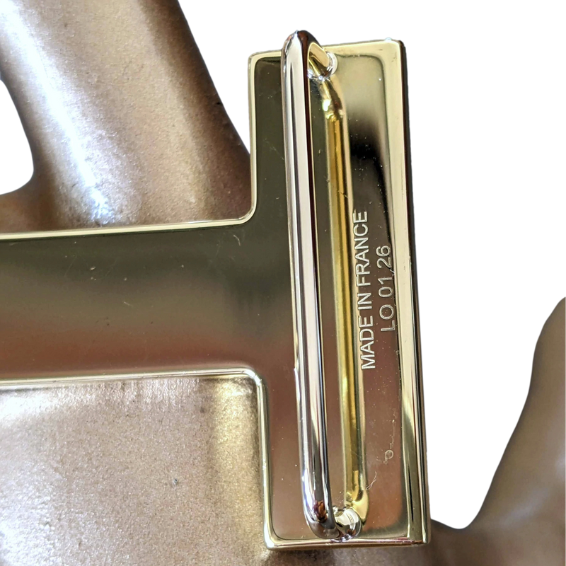 Hermes Red Matt Enamel/Brushed Gold "Quizz" Belt Buckle H 32mm