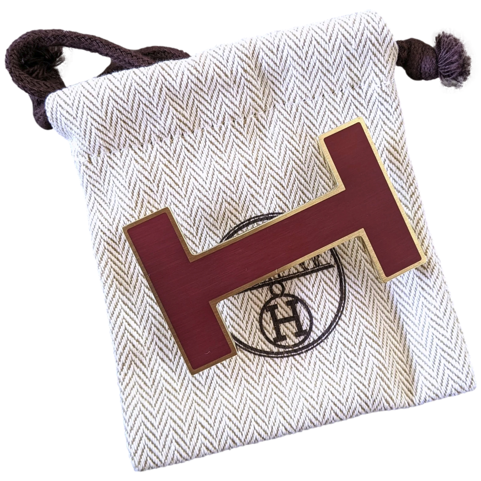 Hermes Red Matt Enamel/Brushed Gold "Quizz" Belt Buckle H 32mm