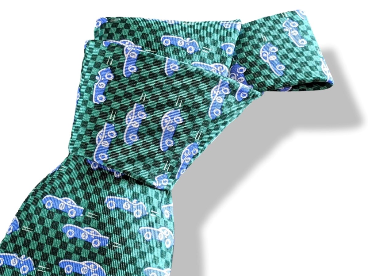 Hermes Racing Limited Edition Green/Blue LE MANS 2006 Cars Print Twill Silk Tie, 5319 TA, Rare! - poupishop