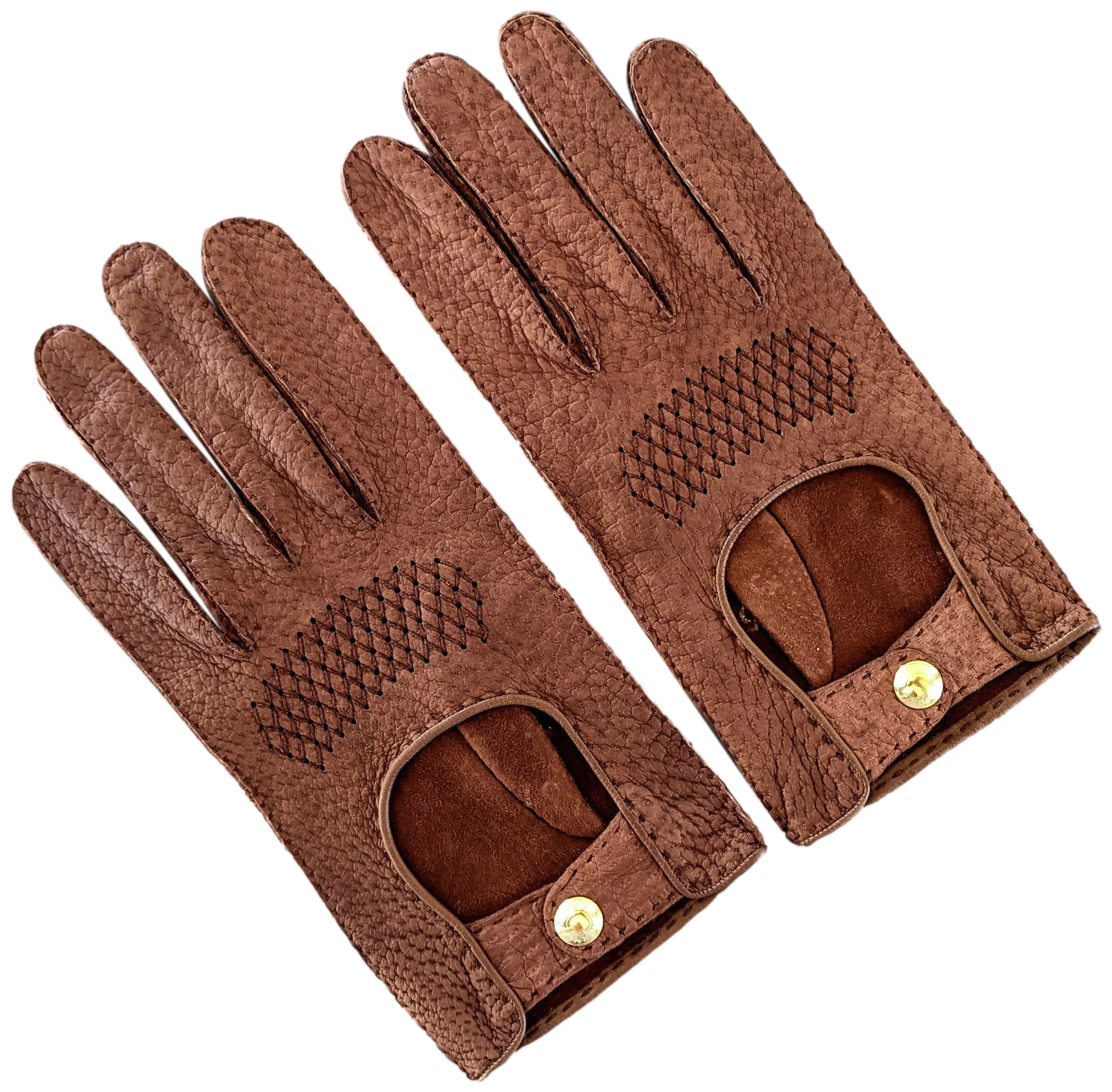 Hermes Men Chocolat Pecari "Rally" Auto Gloves 9.5, Xtra Supple