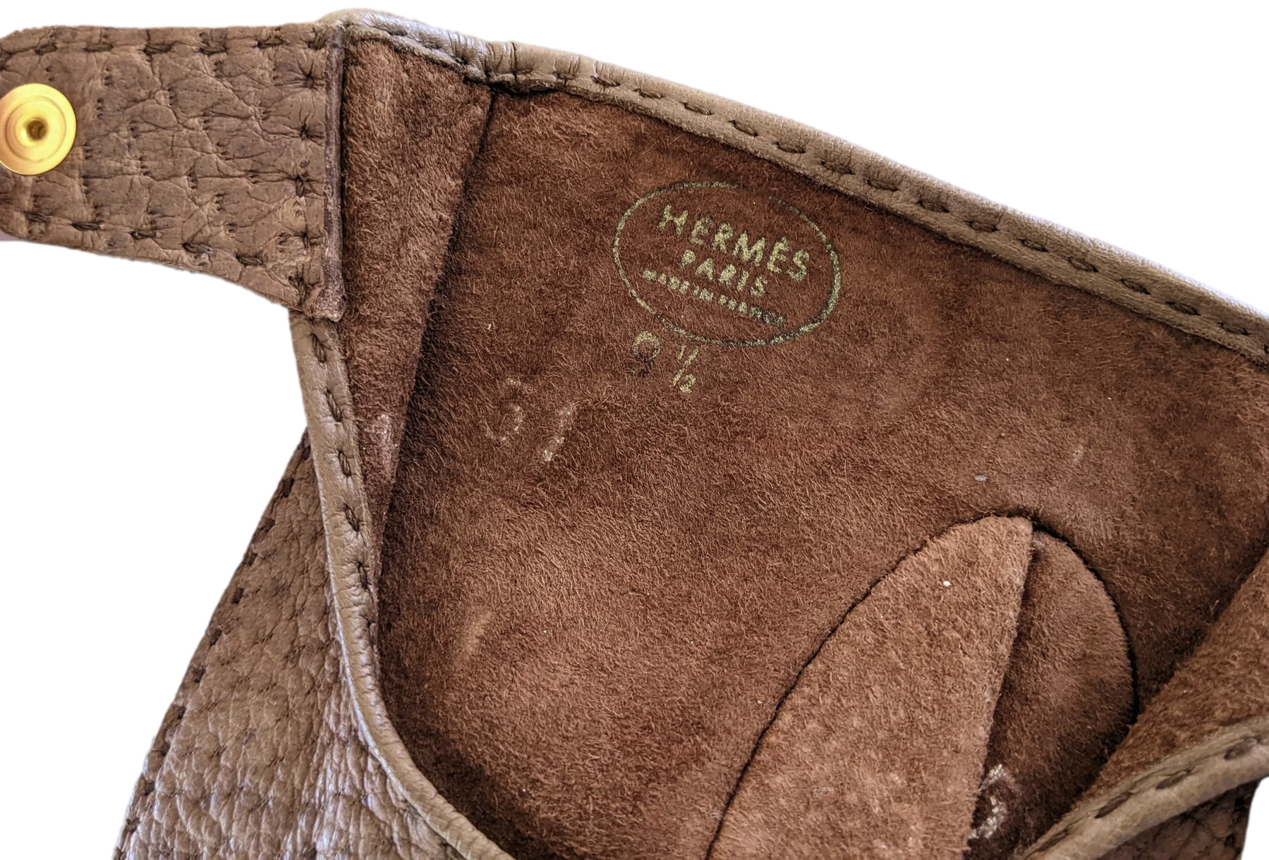 Hermes Men Chocolat Pecari "Rally" Auto Gloves 9.5, Xtra Supple