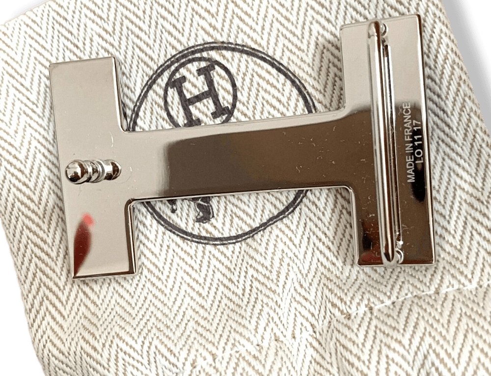 Hermes Rare Black Crocodile Alligator Belt Buckle QUIZZ MARQUETE 32 MM, New with Pochette and Box! - poupishop