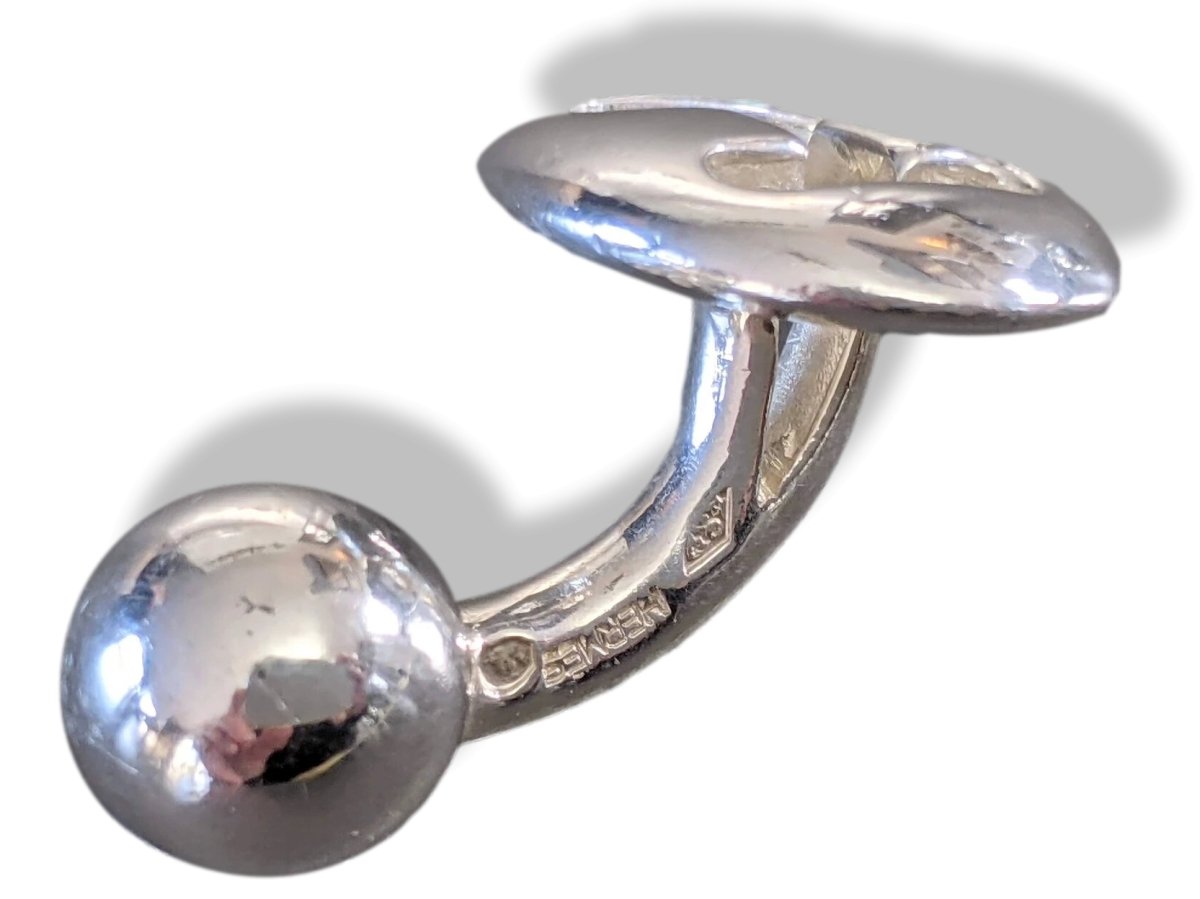 Hermes Rare Sterling Silver GRAIN DE CAFE Cuffflinks, Mint! - poupishop