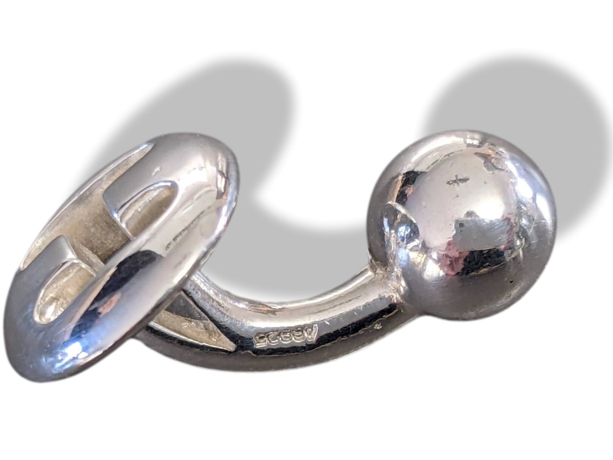 Hermes Rare Sterling Silver GRAIN DE CAFE Cuffflinks, Mint! - poupishop