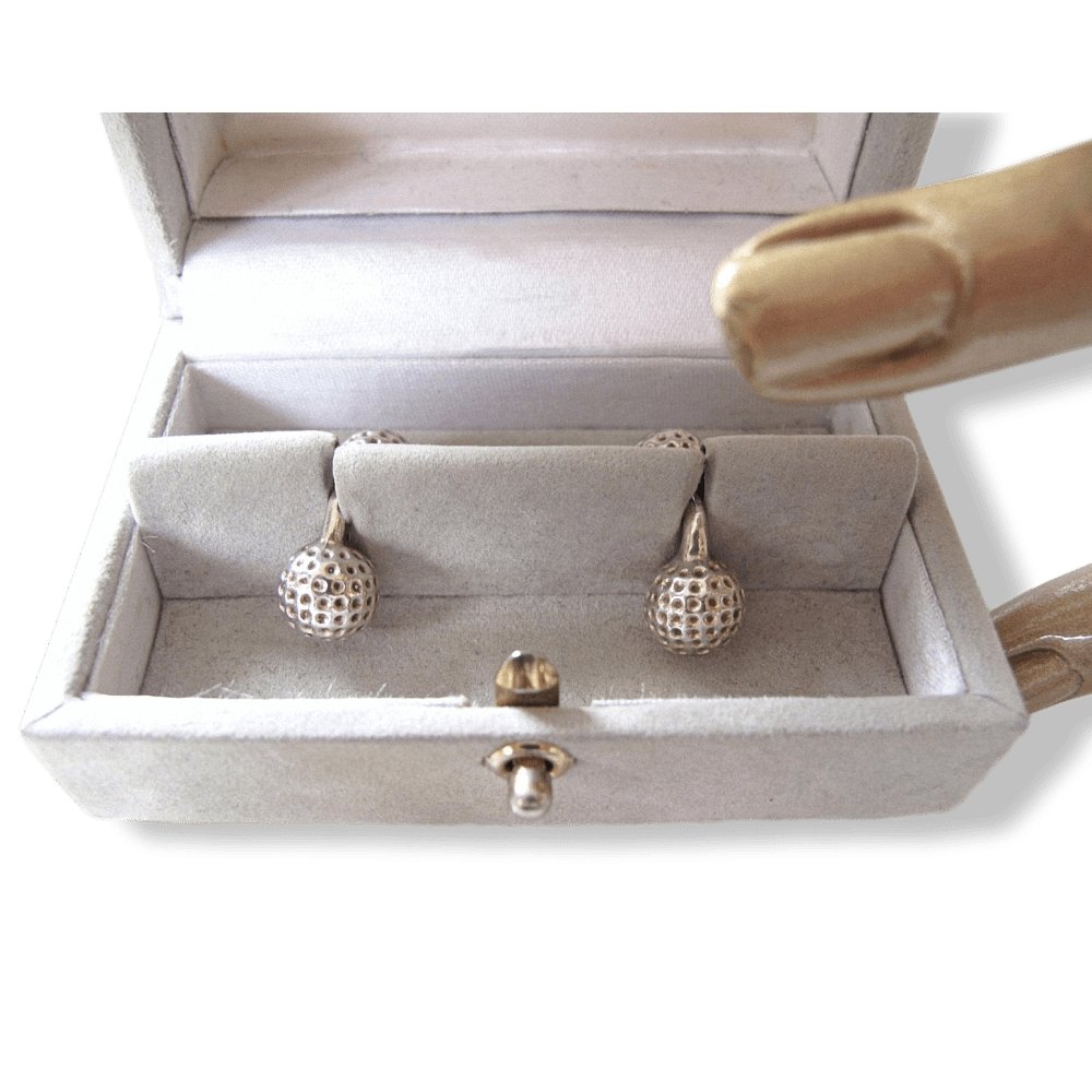 Hermes Rare Vintage Sterling Silver AG925 GOLF Cuffflinks, Box! - poupishop