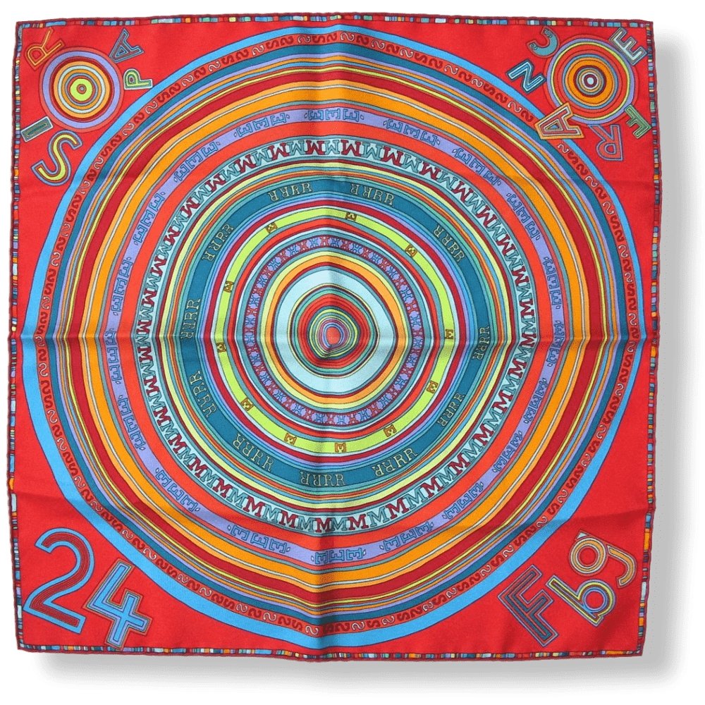 Hermes Red Blue Turquoise Tohu Bohu Twill Gavroche 42cm, NIB! - poupishop