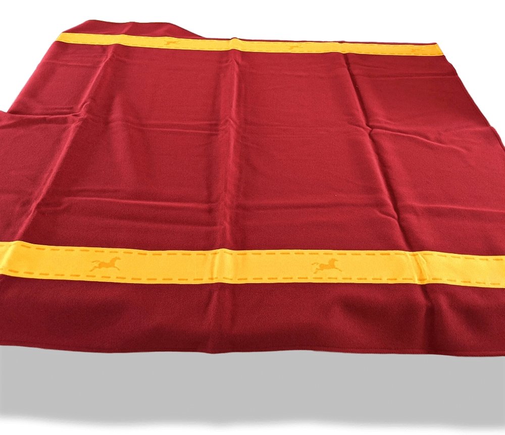 Hermes Red H/Orange 100% Wool - Laine HORSE BLANKET PLAID SELLIER 180 x 145 cm, BNIB! - poupishop