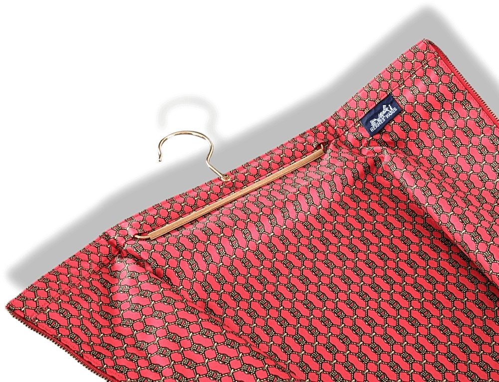 Hermes Red/Gold Silk TIE HANGER TIE RACK - PORTE-CRAVATES SOIE, BNEW! - poupishop