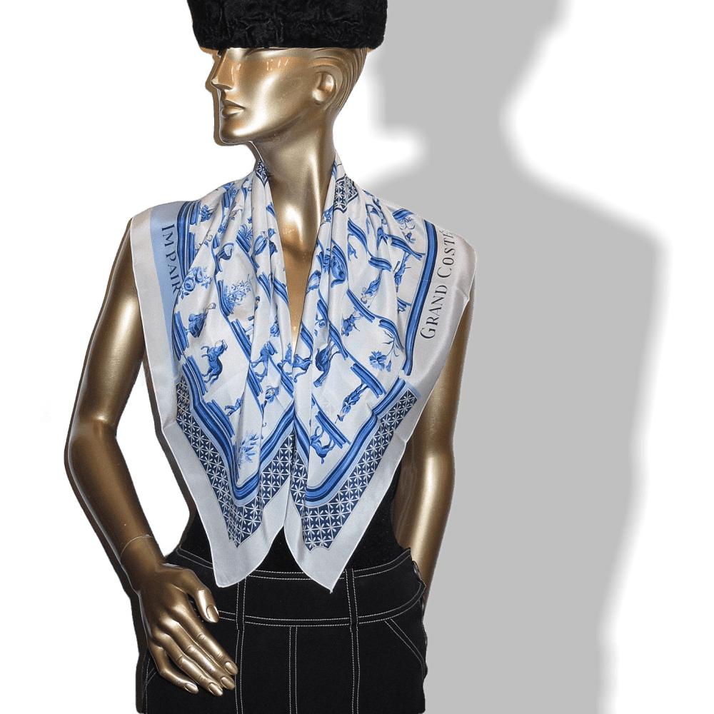 Hermes Reissue Jeu du Pair Impair Silk Georgette (crepe) with Machine-Stiched Hem Carre 80 cm, Rare! - poupishop