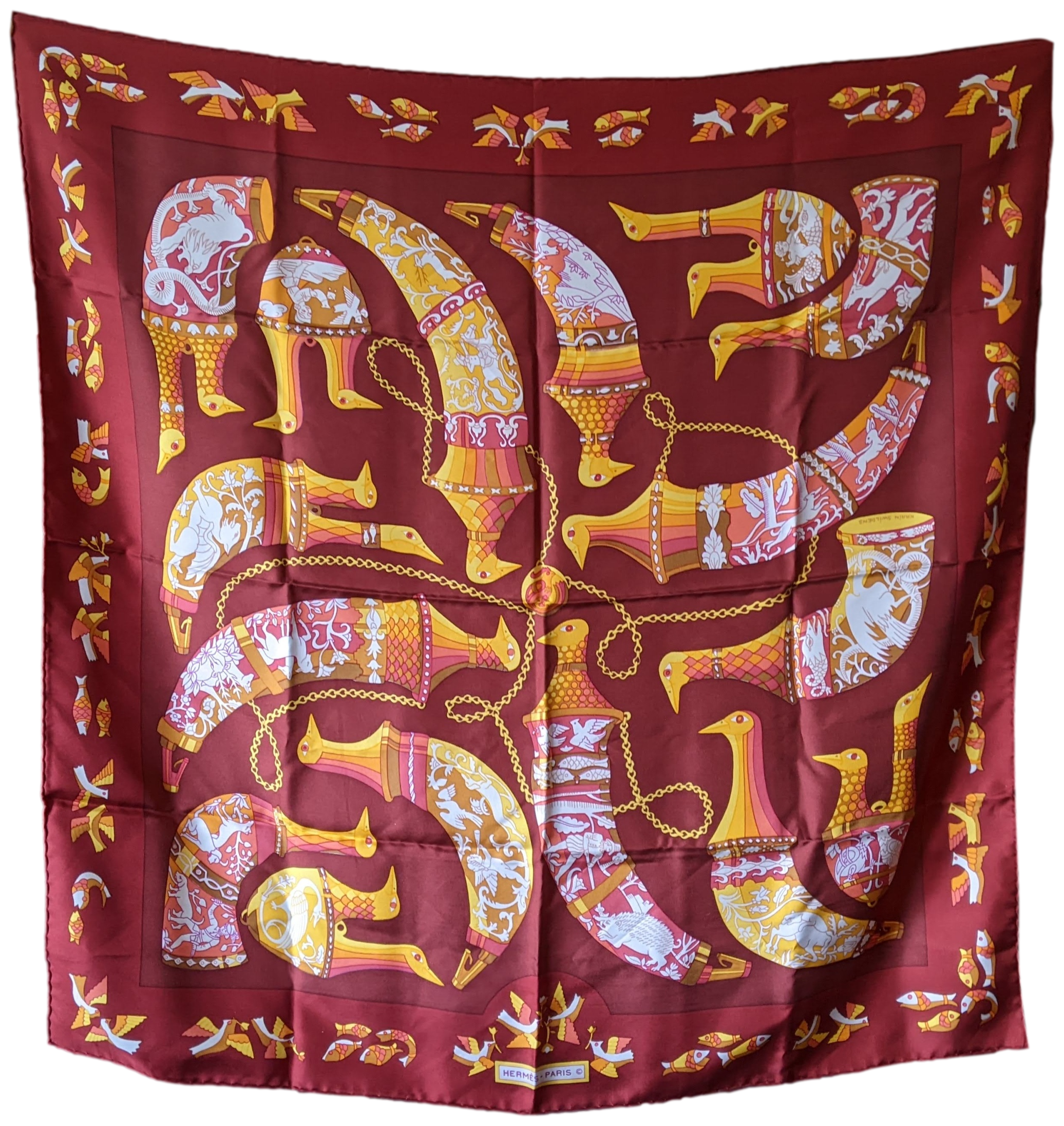 Hermes 2014 "Bouquet Sellier" by Pierre Marie Twill Scarf 90 x 90 cm