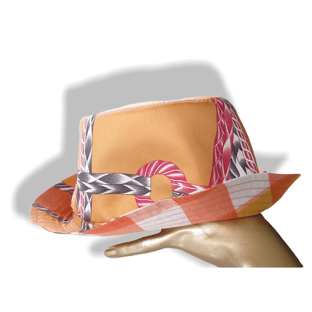 Hermes Robe du Soir & Mors et Gourmettes Vichy Printed Silk Reverso Bucket Hat, Sz57, NWT! - poupishop