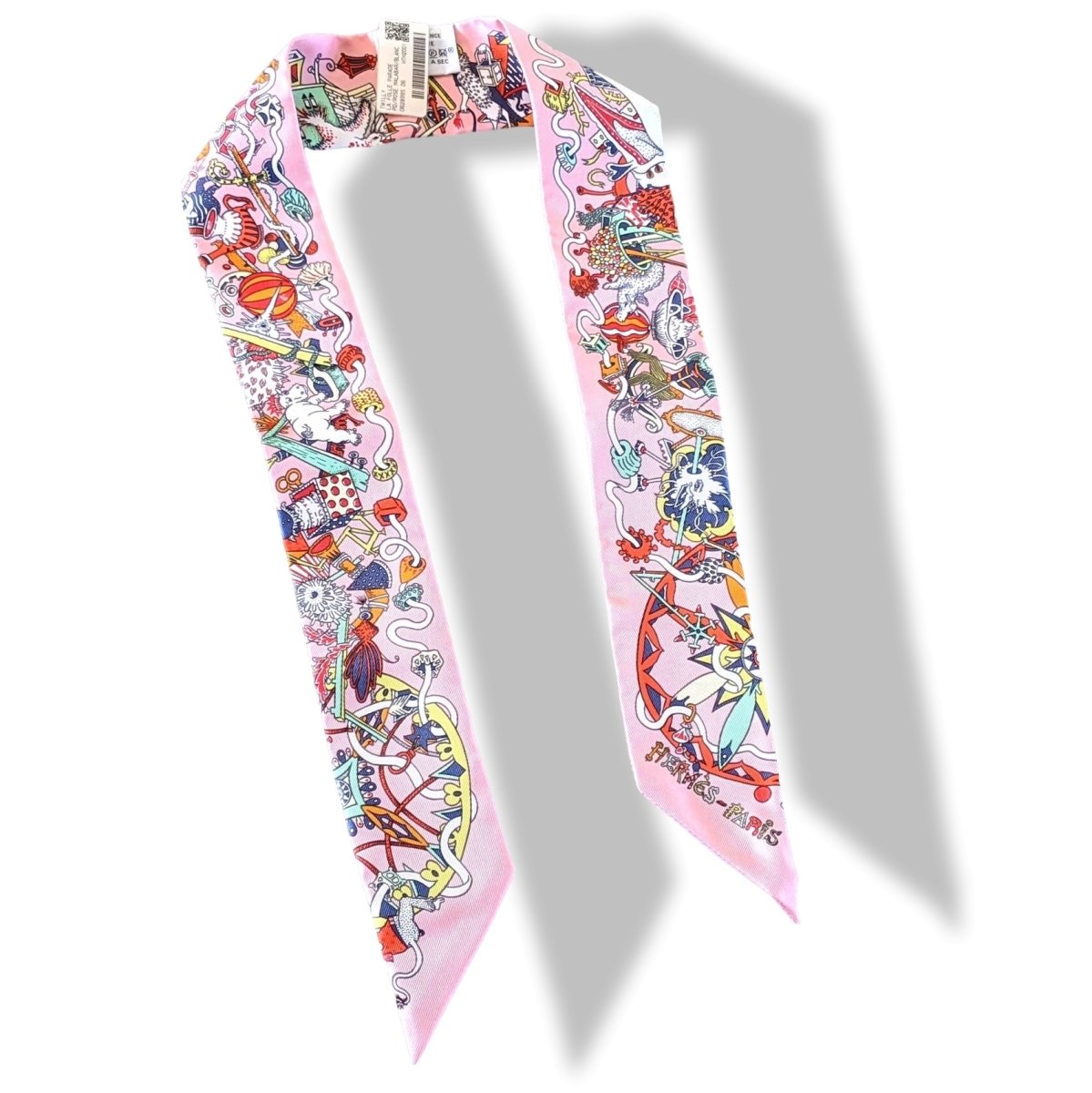 Hermes Rose/Malabar/Blanc LA FOLLE PARADE Twilly, BNWTIB! - poupishop