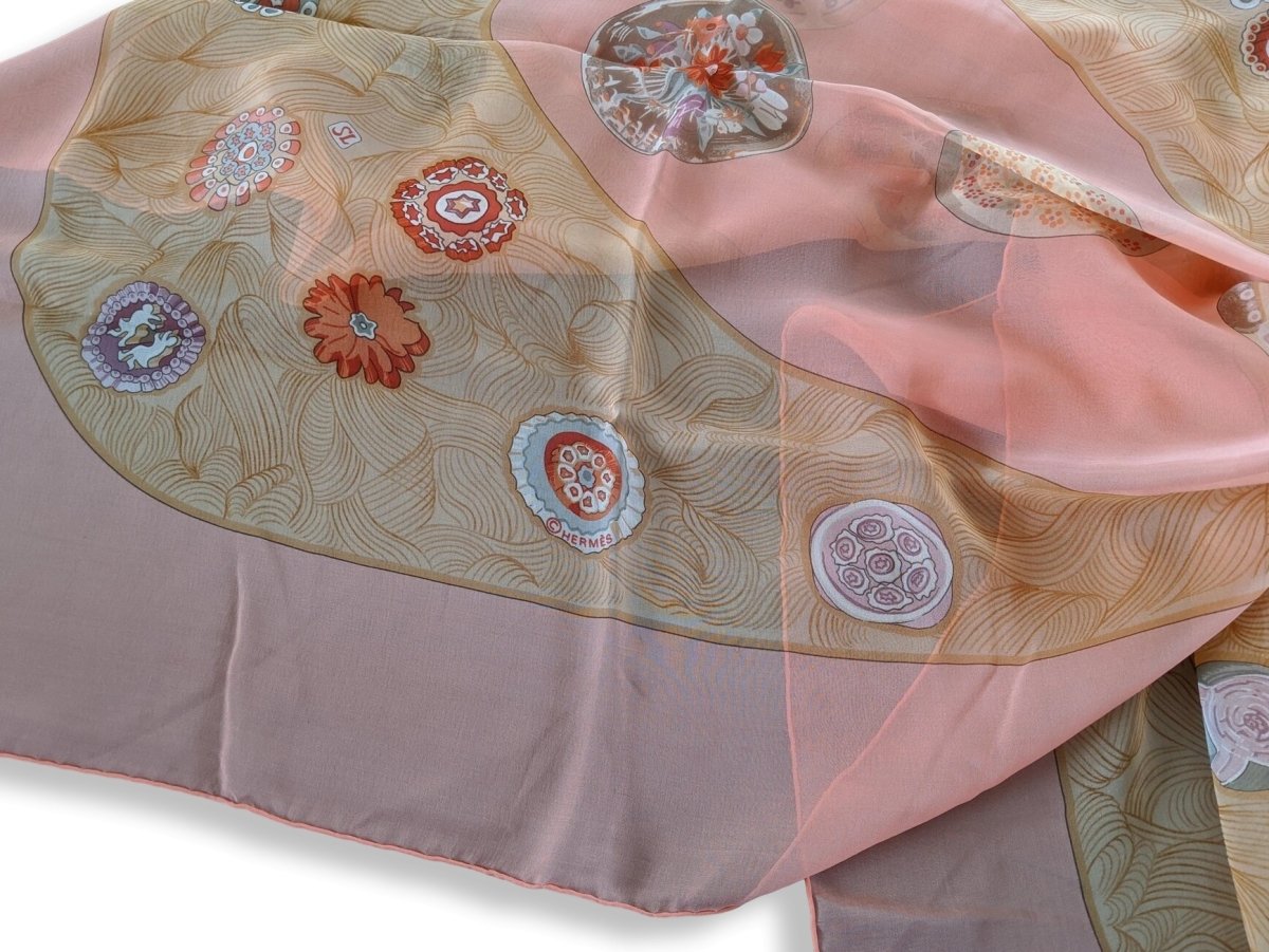 Hermes Rose/Sable/Roue SULFURES Saint Louis Mousseline 140, New! - poupishop