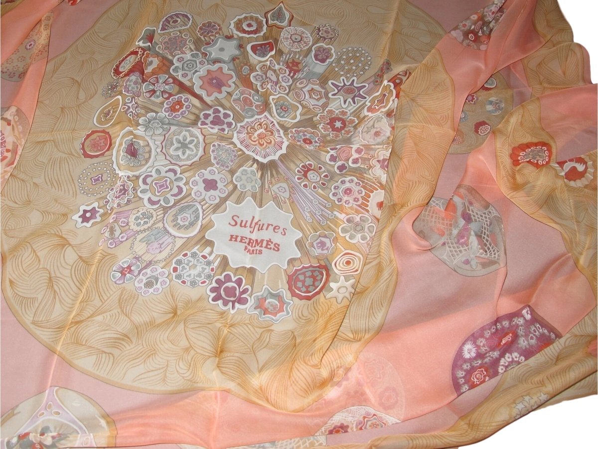 Hermes Rose/Sable/Roue SULFURES Saint Louis Mousseline 140, New! - poupishop