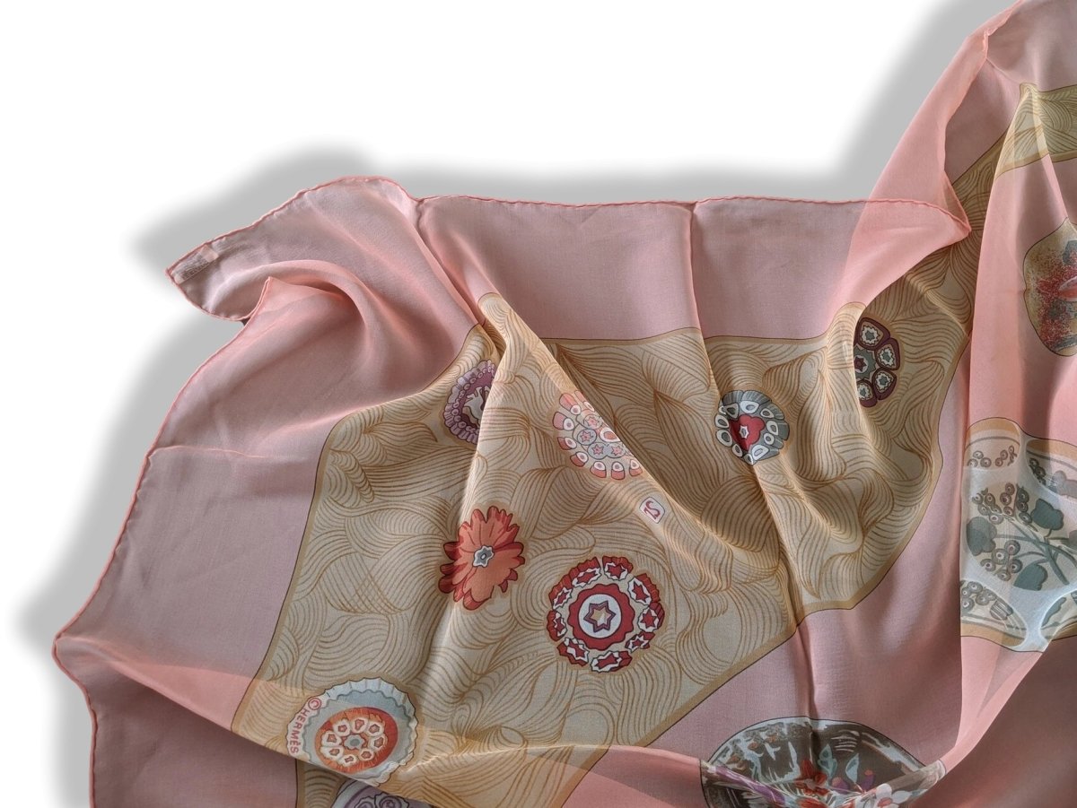 Hermes Rose/Sable/Roue SULFURES Saint Louis Mousseline 140, New! - poupishop