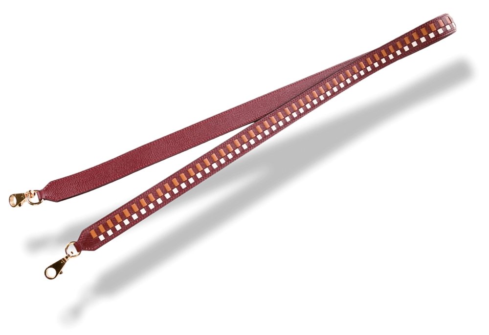 Hermes Rouge H/Craie/Gold Epsom SANGLE TRESSAGE 25 MM OR Bag Strap 105, NWTIB! - poupishop